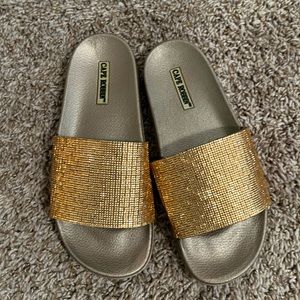 Gold rhinestone slides